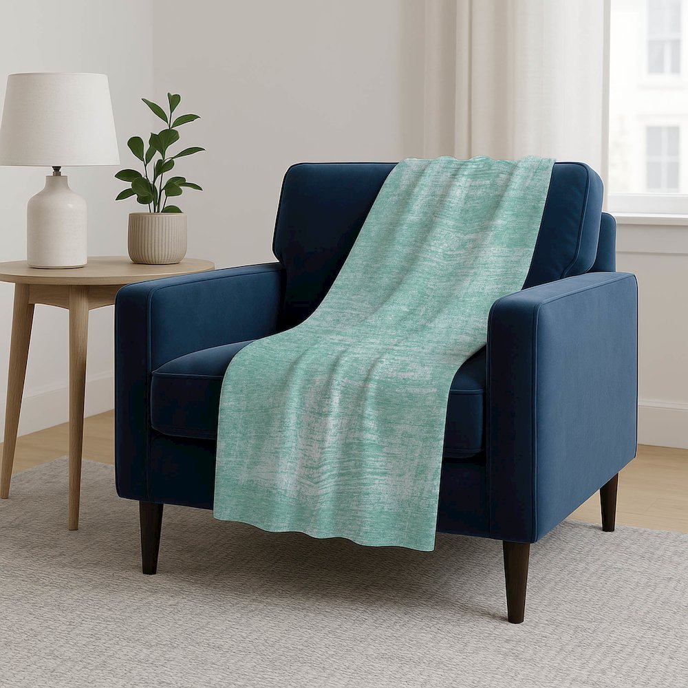 Premium Machine Washable ASB839 Turquoise 50" x 70" Sherpa Throw Blanket. Picture 5