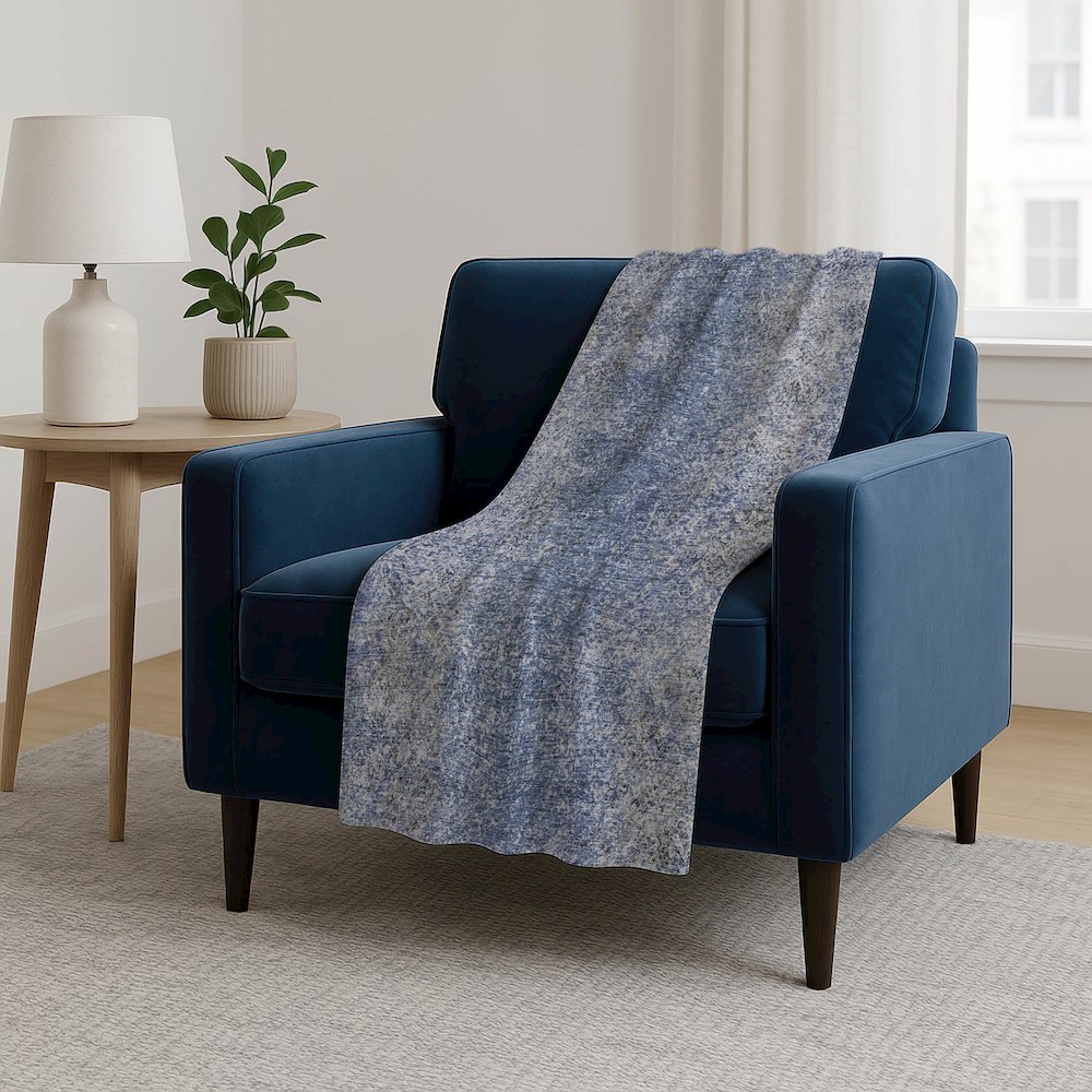 Premium Machine Washable ASB840 Blue 50" x 70" Sherpa Throw Blanket. Picture 5