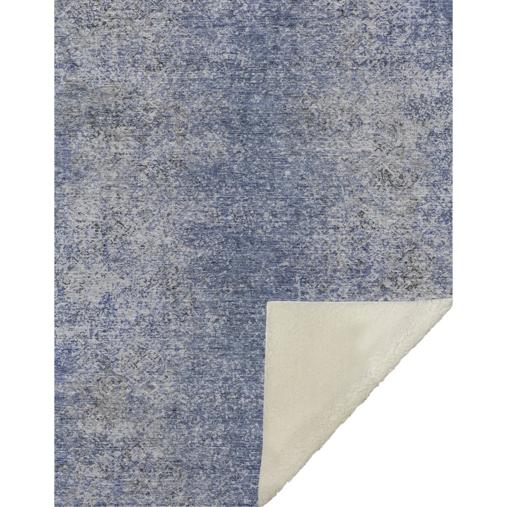 Premium Machine Washable ASB840 Blue 50" x 70" Sherpa Throw Blanket. Picture 1