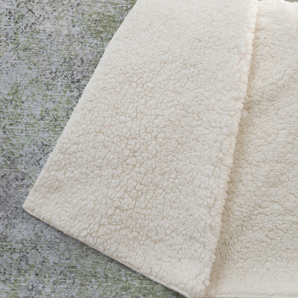 Premium Machine Washable ASB840 Fern 50" x 70" Sherpa Throw Blanket. Picture 2