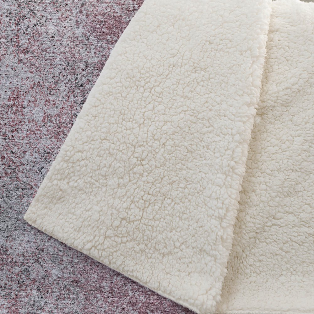Premium Machine Washable ASB840 Merlot 50" x 70" Sherpa Throw Blanket. Picture 2