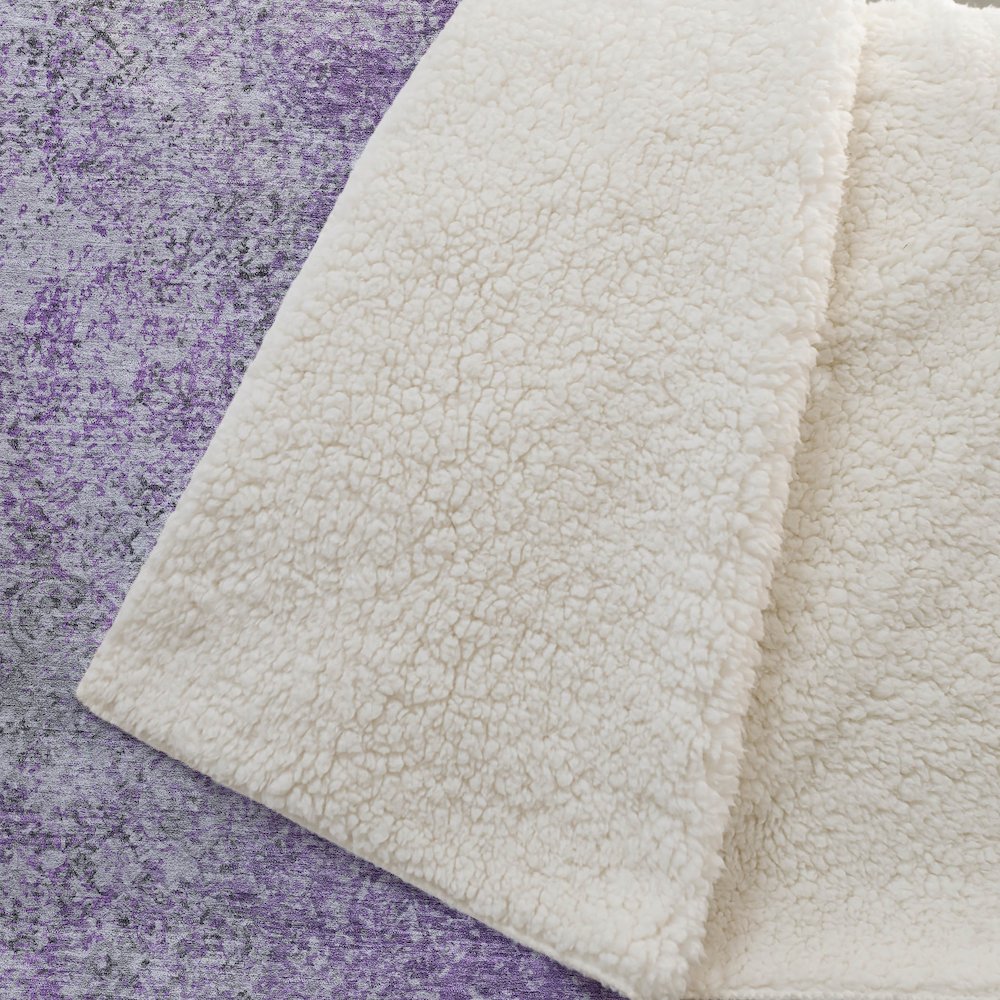 Premium Machine Washable ASB840 Plum 50" x 70" Sherpa Throw Blanket. Picture 2