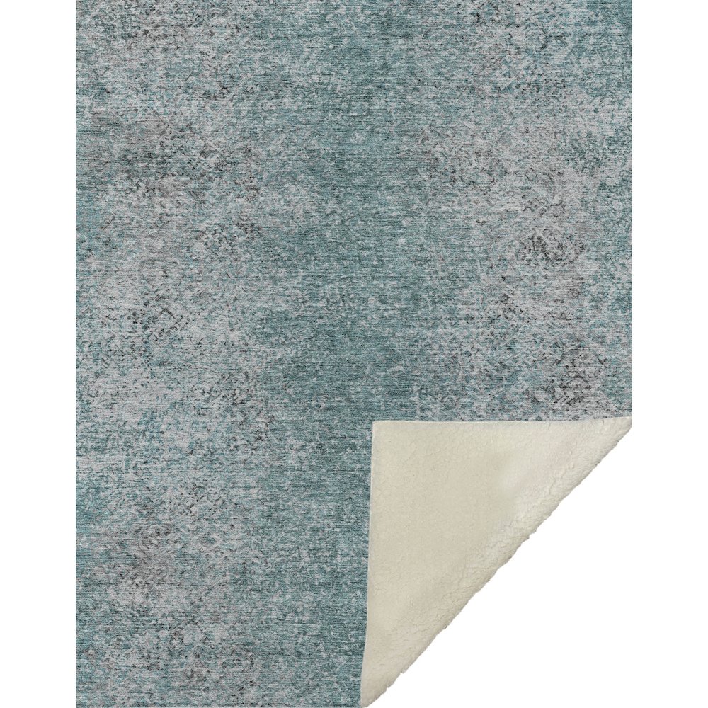 Premium Machine Washable ASB840 Teal 50" x 70" Sherpa Throw Blanket. Picture 1