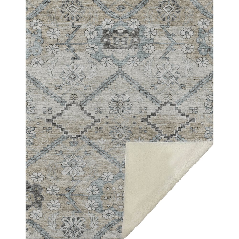 Premium Machine Washable ASB841 Beige 50" x 70" Sherpa Throw Blanket. Picture 1