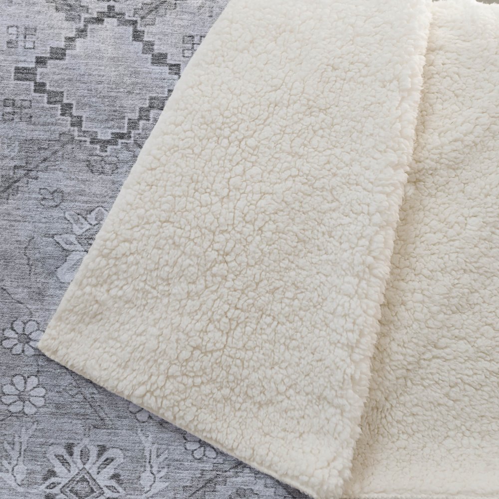 Premium Machine Washable ASB841 Gray 50" x 70" Sherpa Throw Blanket. Picture 2