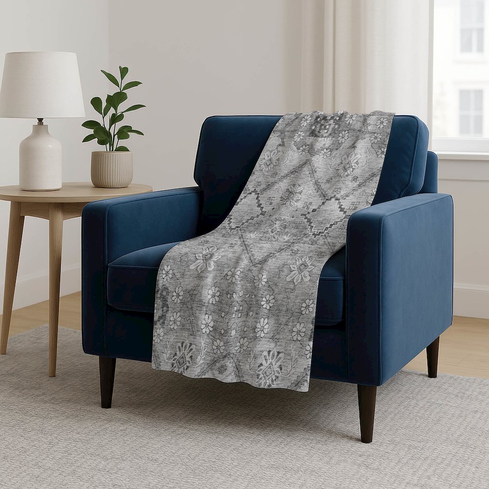 Premium Machine Washable ASB841 Gray 50" x 70" Sherpa Throw Blanket. Picture 5