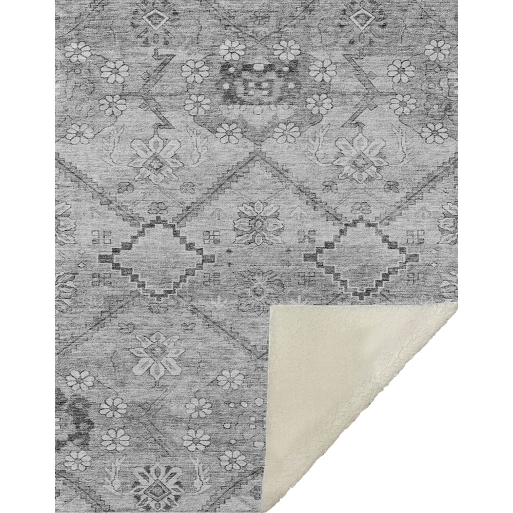 Premium Machine Washable ASB841 Gray 50" x 70" Sherpa Throw Blanket. Picture 1
