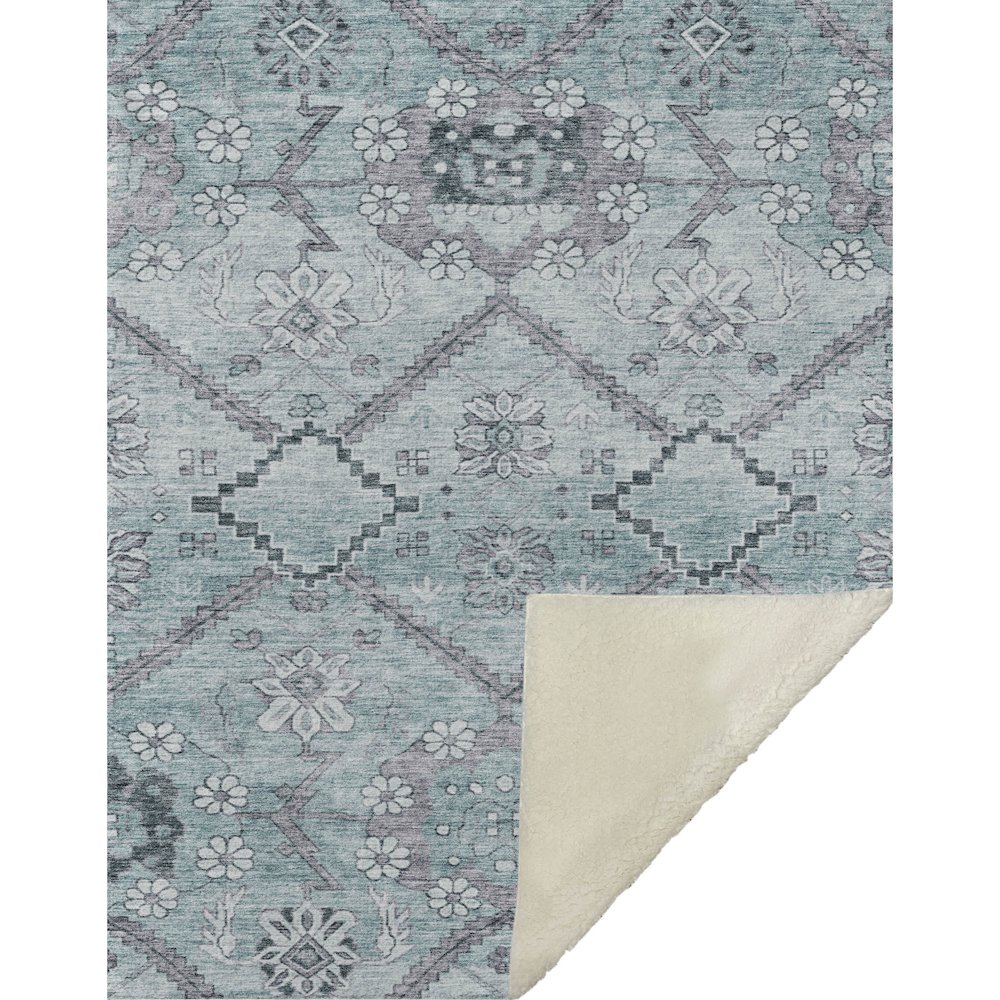 Premium Machine Washable ASB841 Teal 50" x 70" Sherpa Throw Blanket. Picture 1