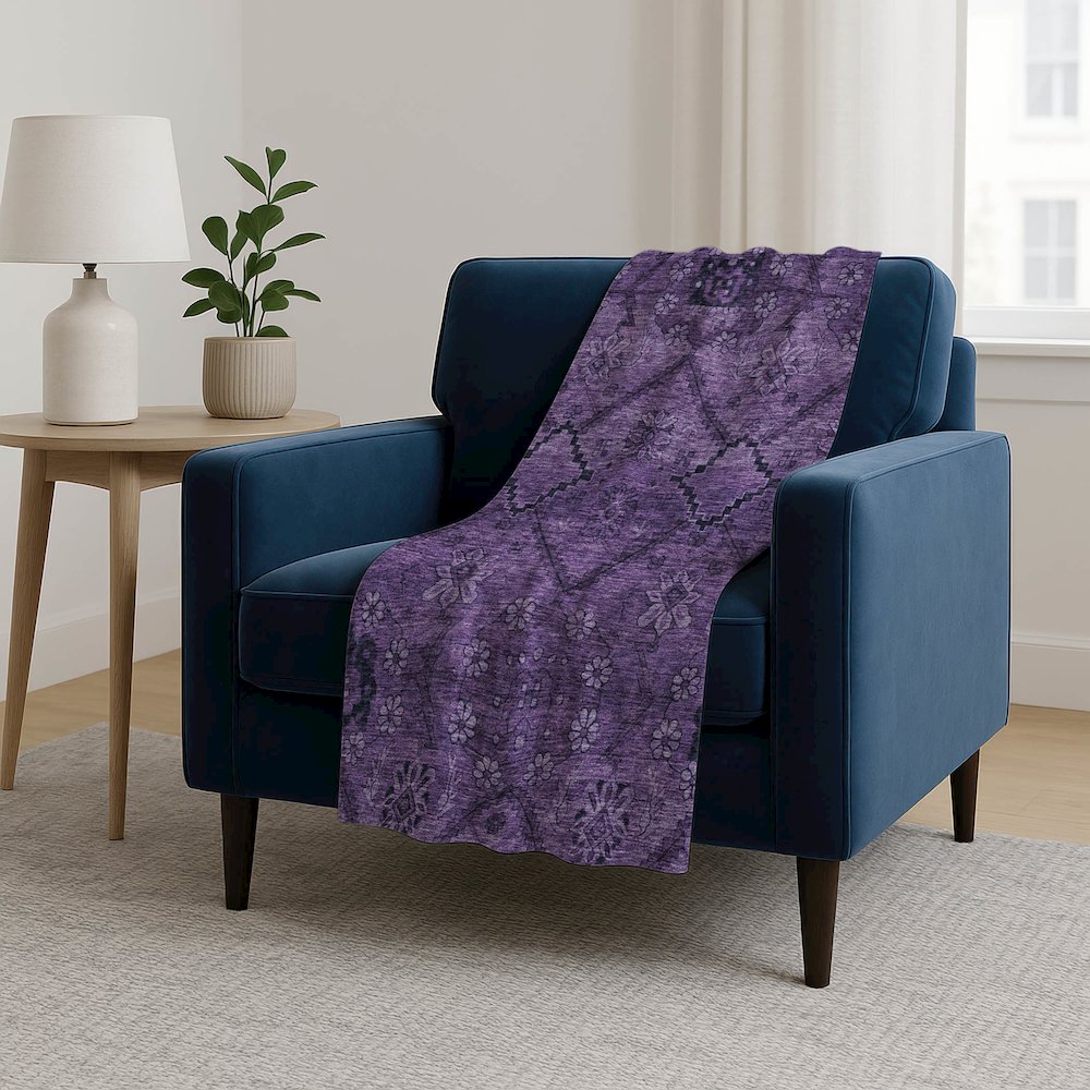 Premium Machine Washable ASB842 Eggplant 50" x 70" Sherpa Throw Blanket. Picture 5