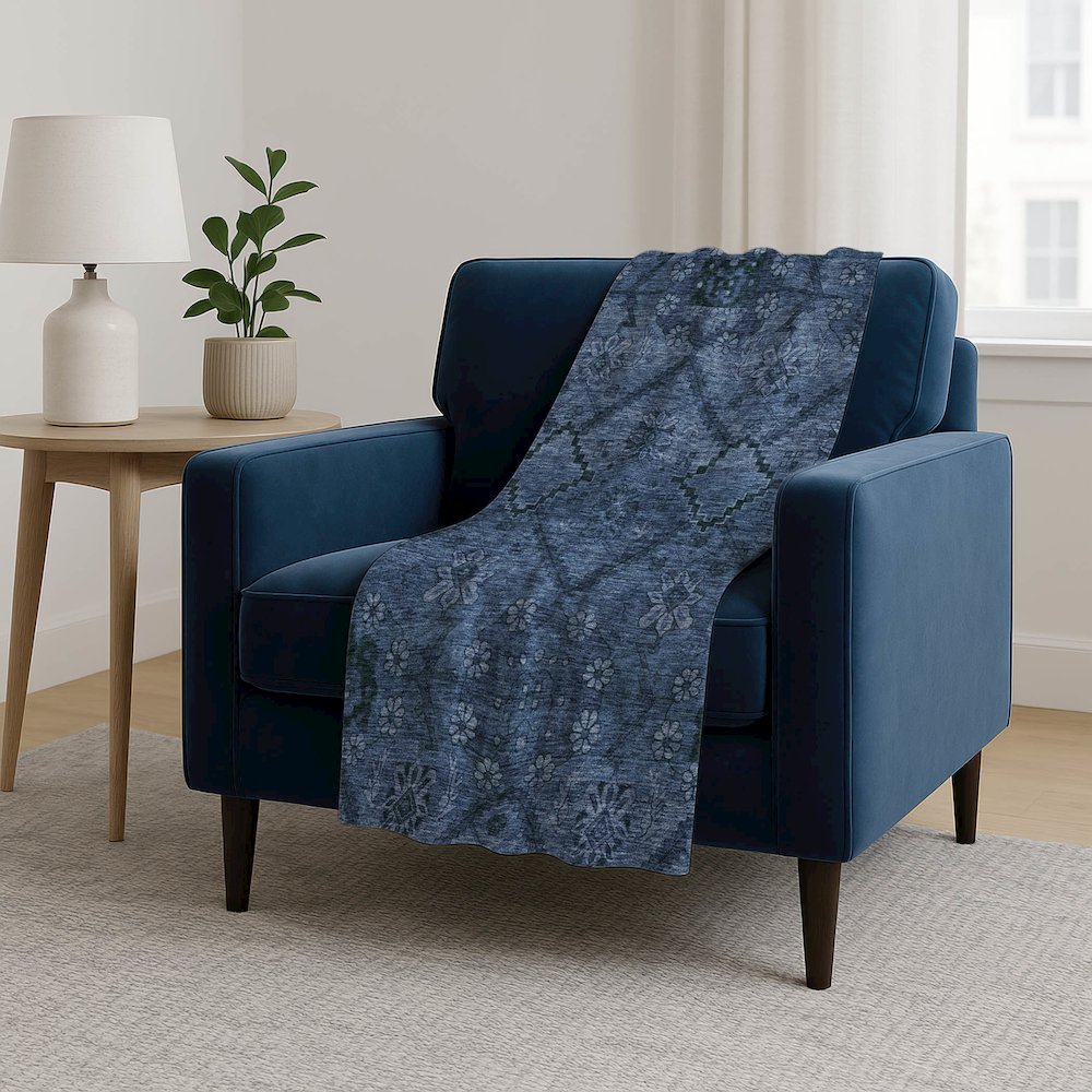Premium Machine Washable ASB842 Navy 50" x 70" Sherpa Throw Blanket. Picture 5