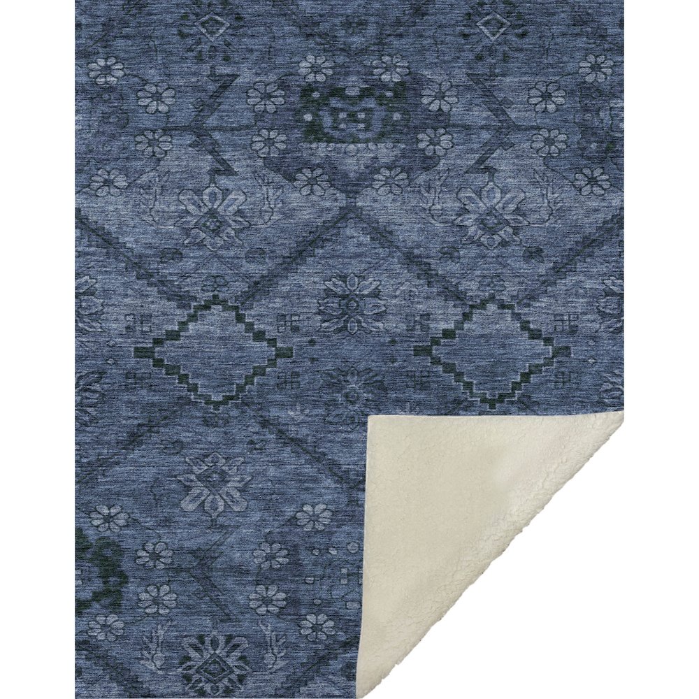 Premium Machine Washable ASB842 Navy 50" x 70" Sherpa Throw Blanket. Picture 1