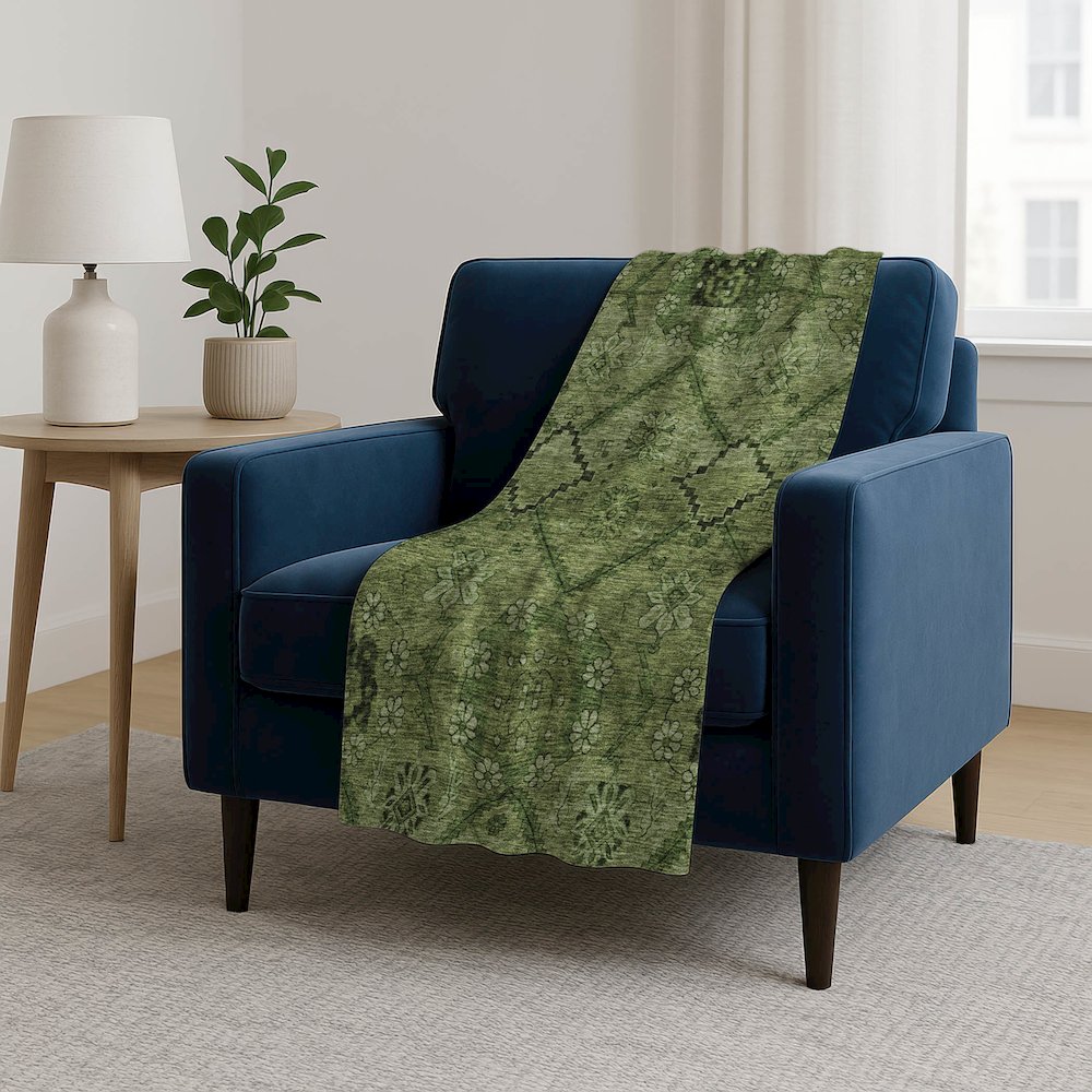 Premium Machine Washable ASB842 Olive 50" x 70" Sherpa Throw Blanket. Picture 5
