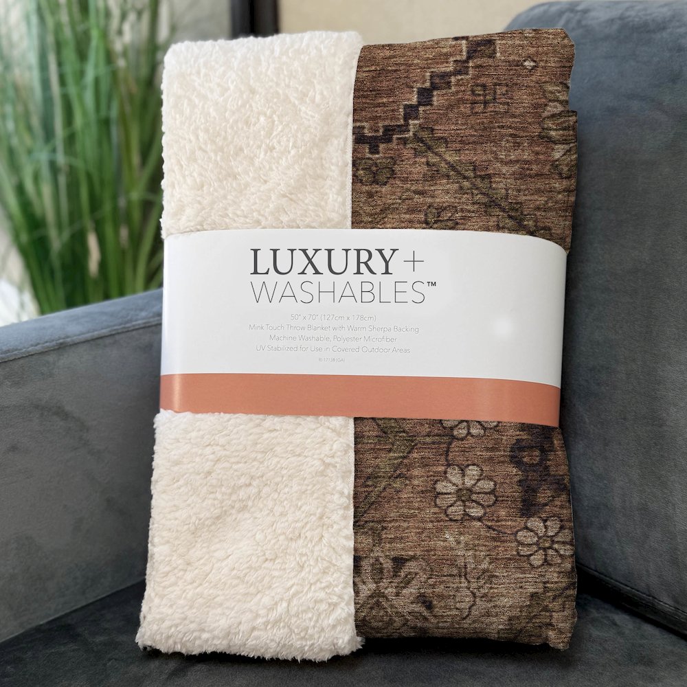 Premium Machine Washable ASB842 Paprika 50" x 70" Sherpa Throw Blanket. Picture 3