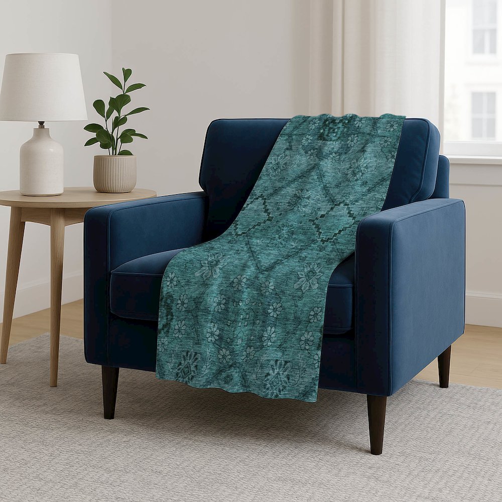 Premium Machine Washable ASB842 Teal 50" x 70" Sherpa Throw Blanket. Picture 5