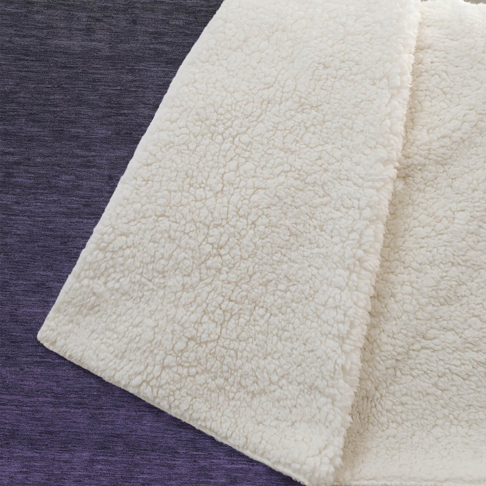 Premium Machine Washable ASB844 Eggplant 50" x 70" Sherpa Throw Blanket. Picture 2