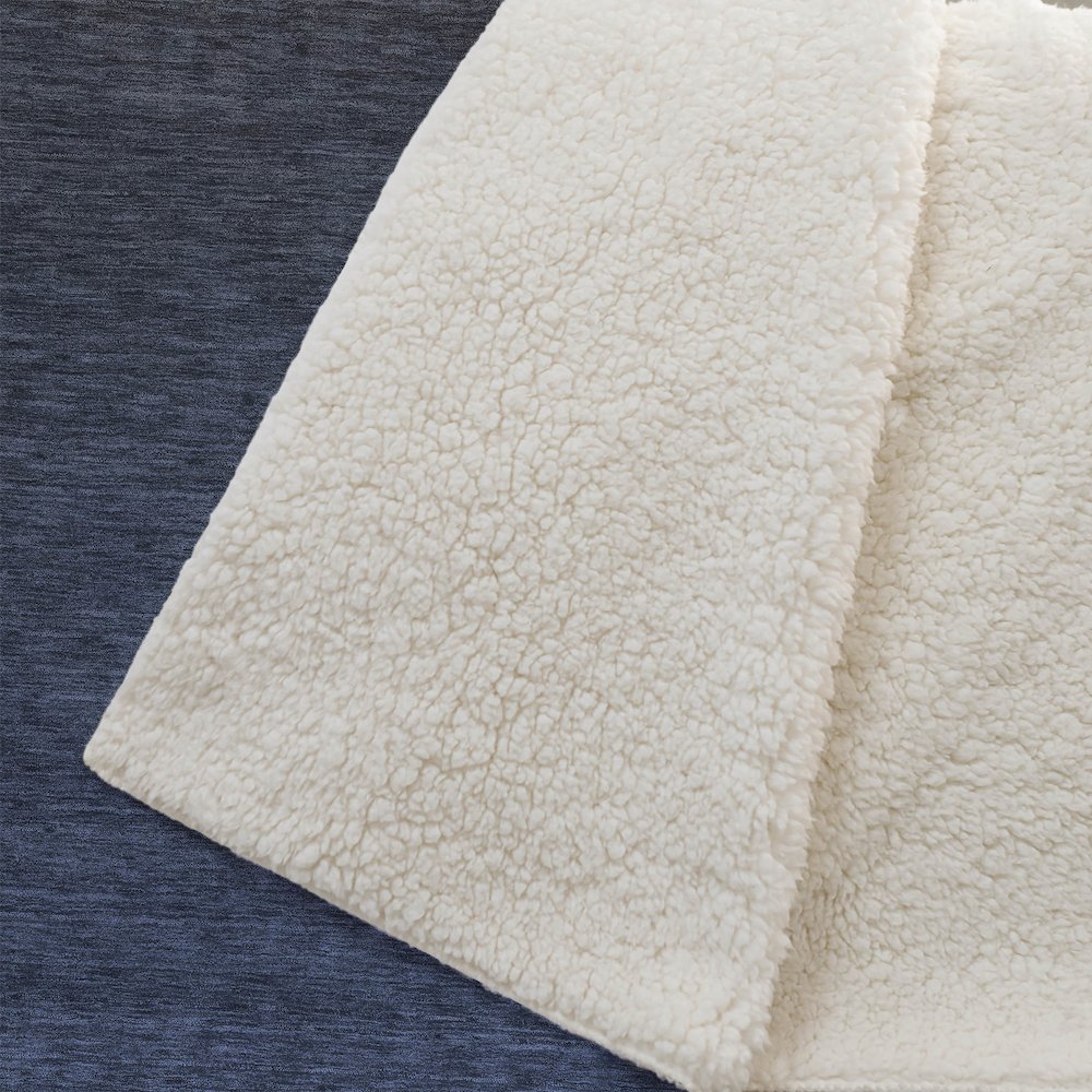 Premium Machine Washable ASB844 Navy 50" x 70" Sherpa Throw Blanket. Picture 2