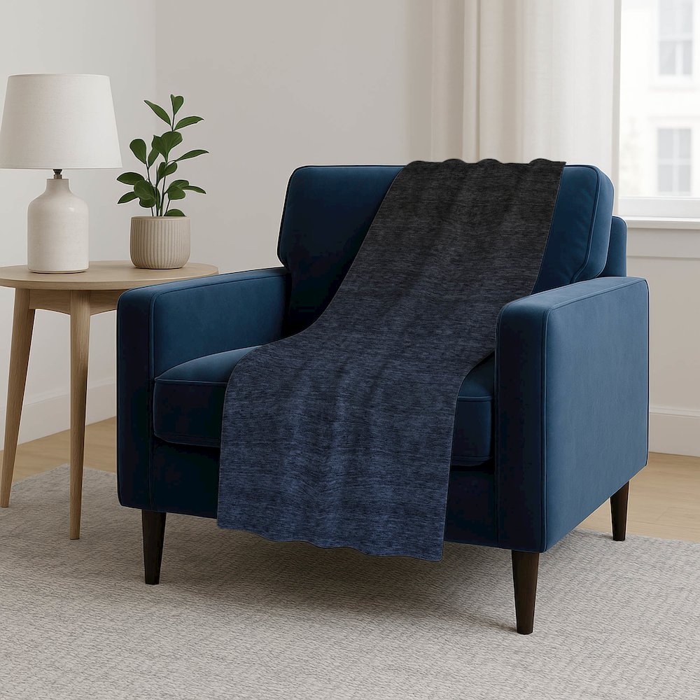 Premium Machine Washable ASB844 Navy 50" x 70" Sherpa Throw Blanket. Picture 5