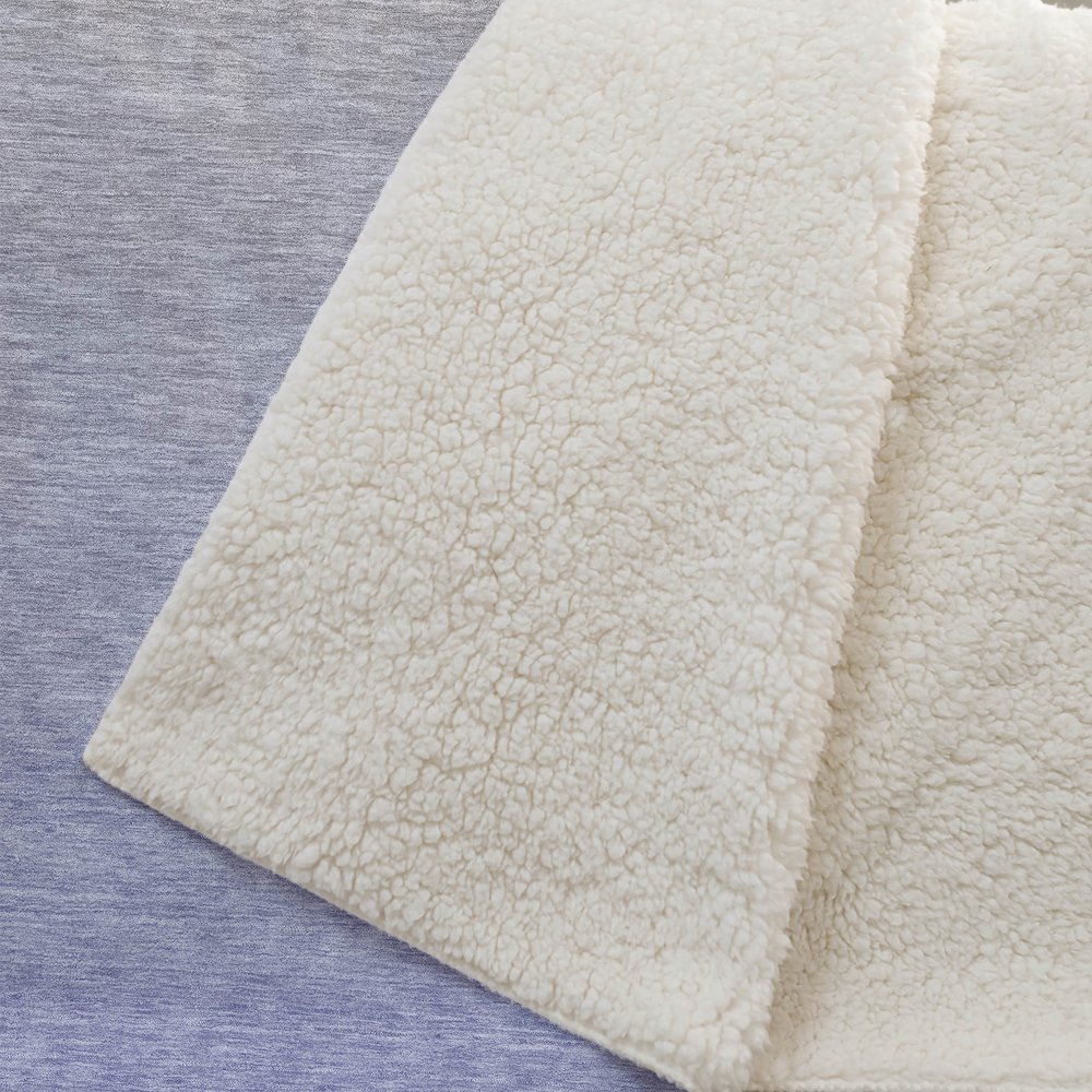 Premium Machine Washable ASB845 Beige 50" x 70" Sherpa Throw Blanket. Picture 2