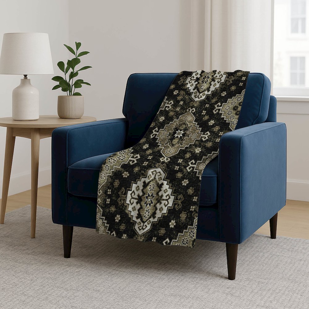 Premium Machine Washable ASB846 Black 50" x 70" Sherpa Throw Blanket. Picture 5