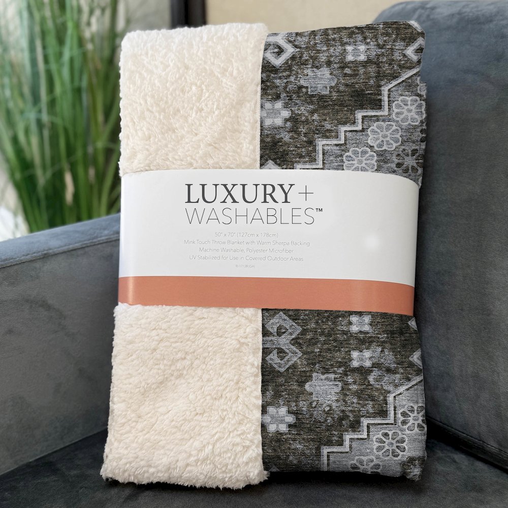 Premium Machine Washable ASB846 Chocolate 50" x 70" Sherpa Throw Blanket. Picture 3