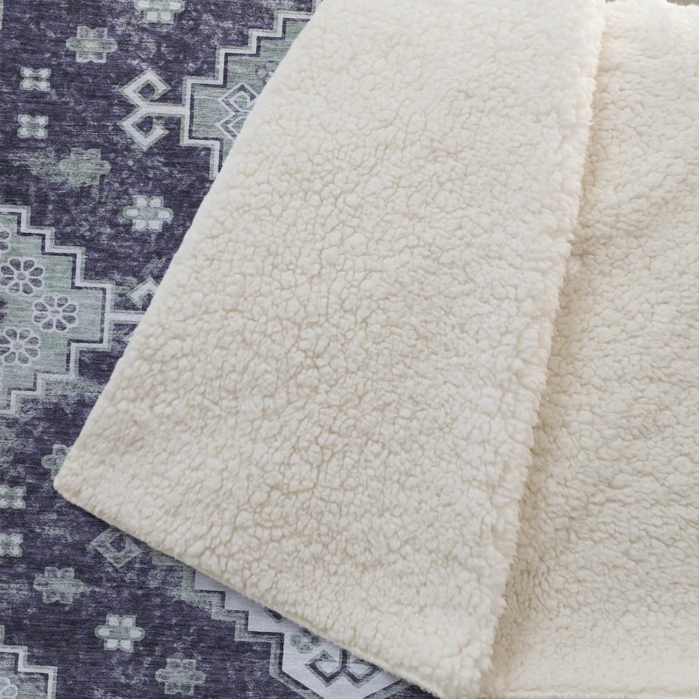Premium Machine Washable ASB846 Purple 50" x 70" Sherpa Throw Blanket. Picture 2