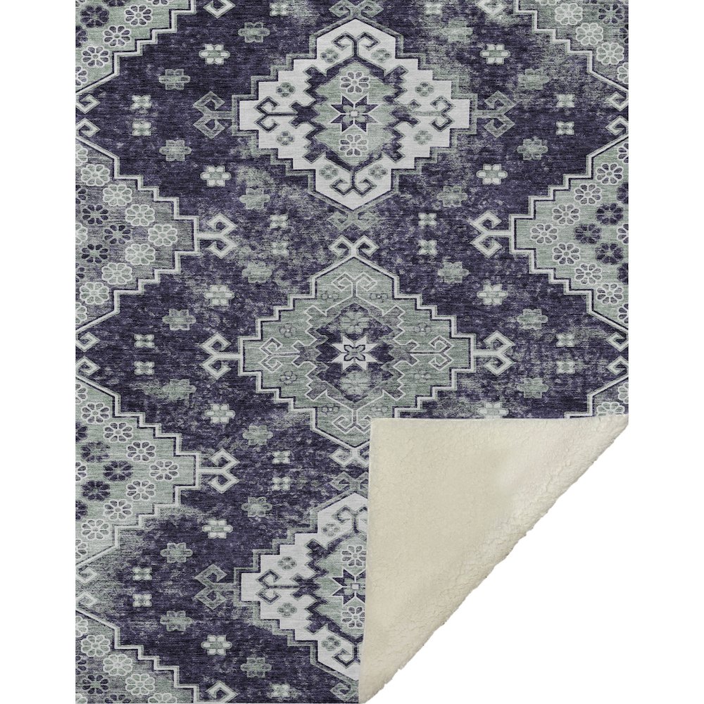 Premium Machine Washable ASB846 Purple 50" x 70" Sherpa Throw Blanket. Picture 1