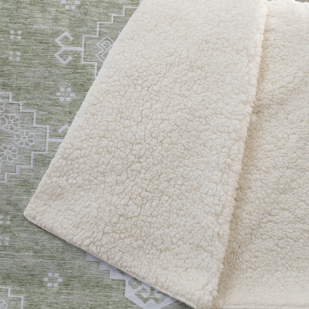 Premium Machine Washable ASB847 Aloe 50" x 70" Sherpa Throw Blanket. Picture 2