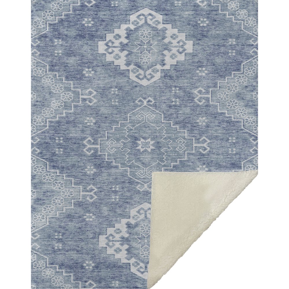Premium Machine Washable ASB847 Blue 50" x 70" Sherpa Throw Blanket. Picture 1