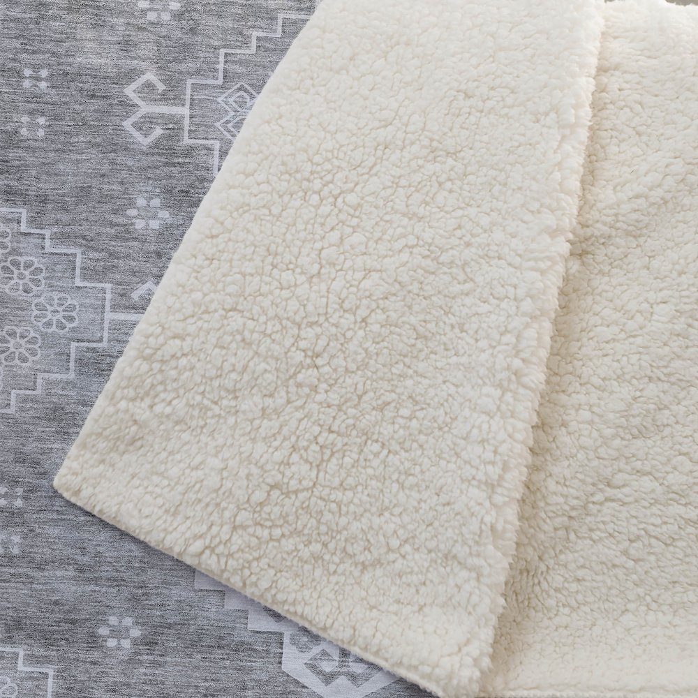 Premium Machine Washable ASB847 Gray 50" x 70" Sherpa Throw Blanket. Picture 2