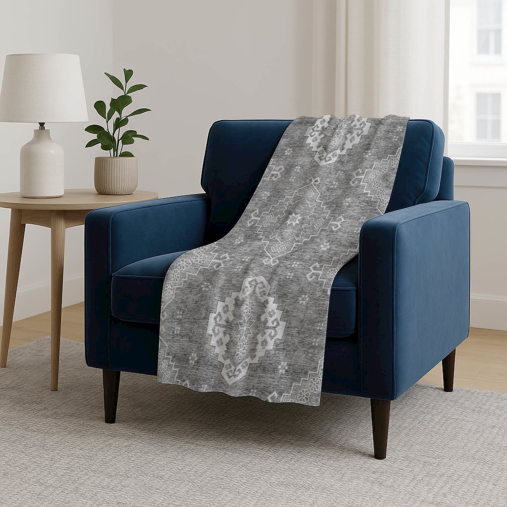 Premium Machine Washable ASB847 Gray 50" x 70" Sherpa Throw Blanket. Picture 5