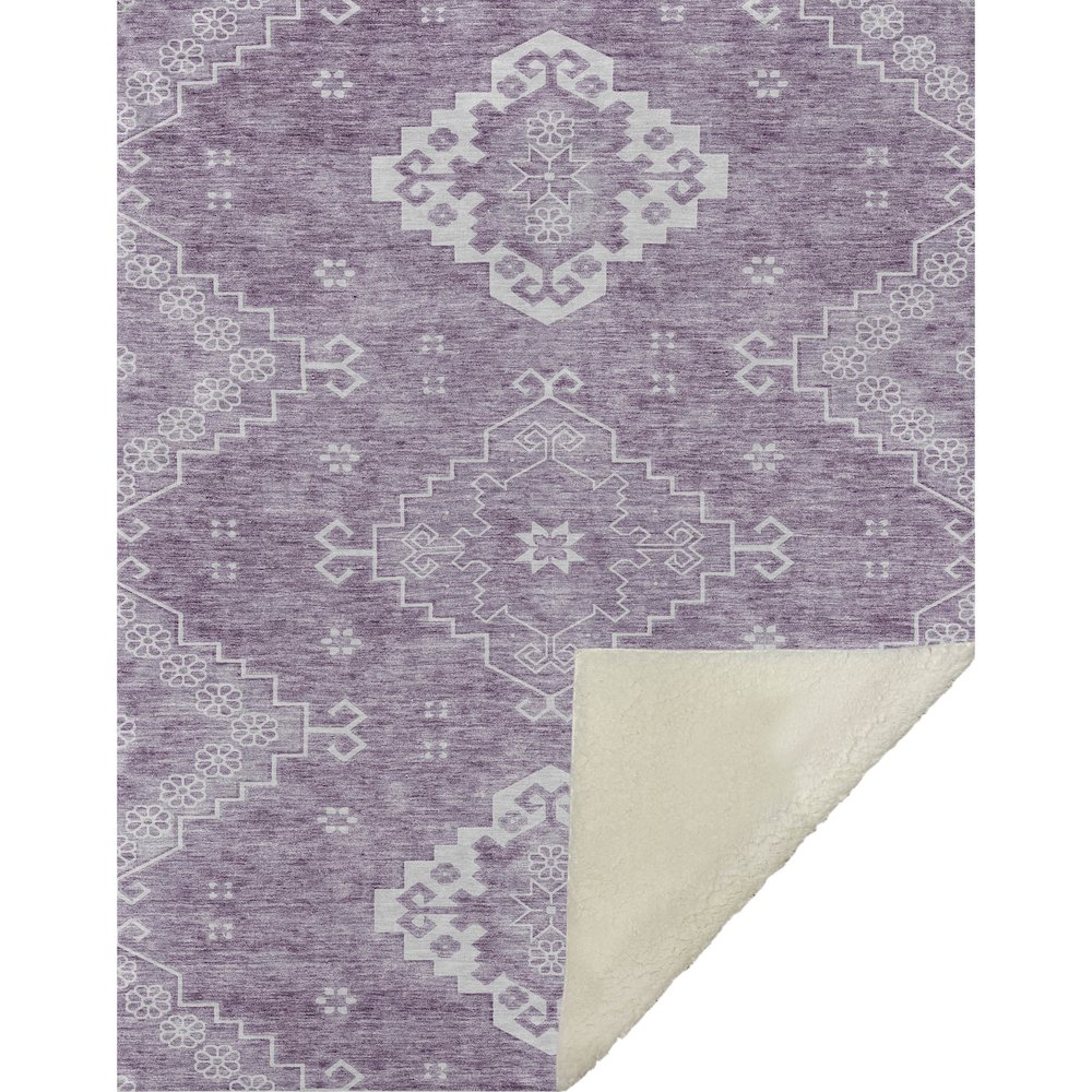 Premium Machine Washable ASB847 Lavender 50" x 70" Sherpa Throw Blanket. Picture 1