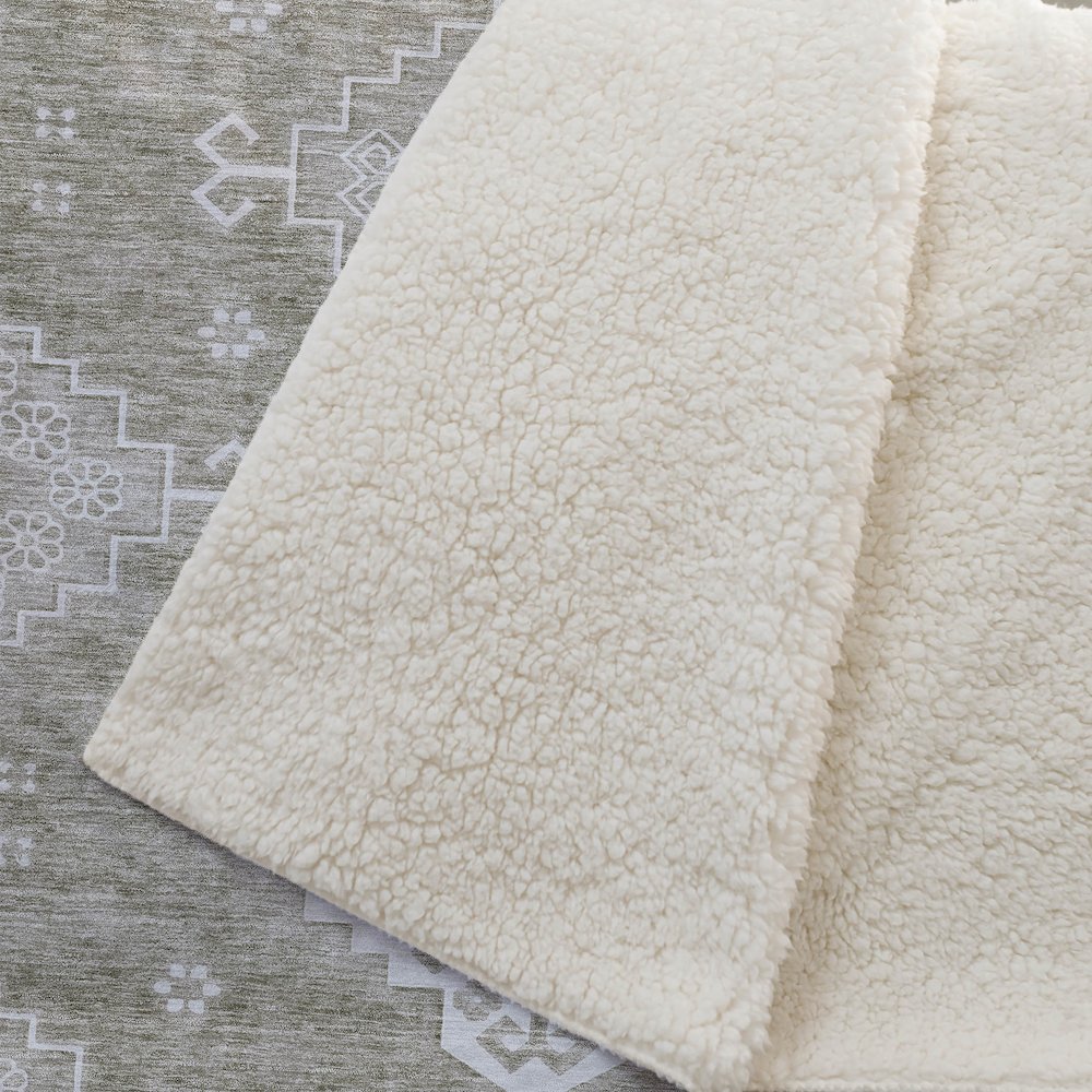 Premium Machine Washable ASB847 Taupe 50" x 70" Sherpa Throw Blanket. Picture 2