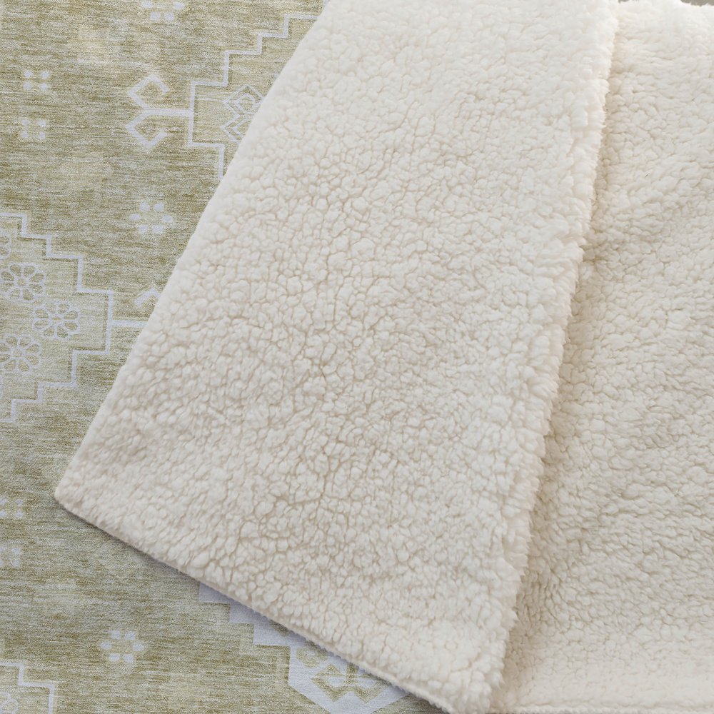 Premium Machine Washable ASB847 Wheat 50" x 70" Sherpa Throw Blanket. Picture 2