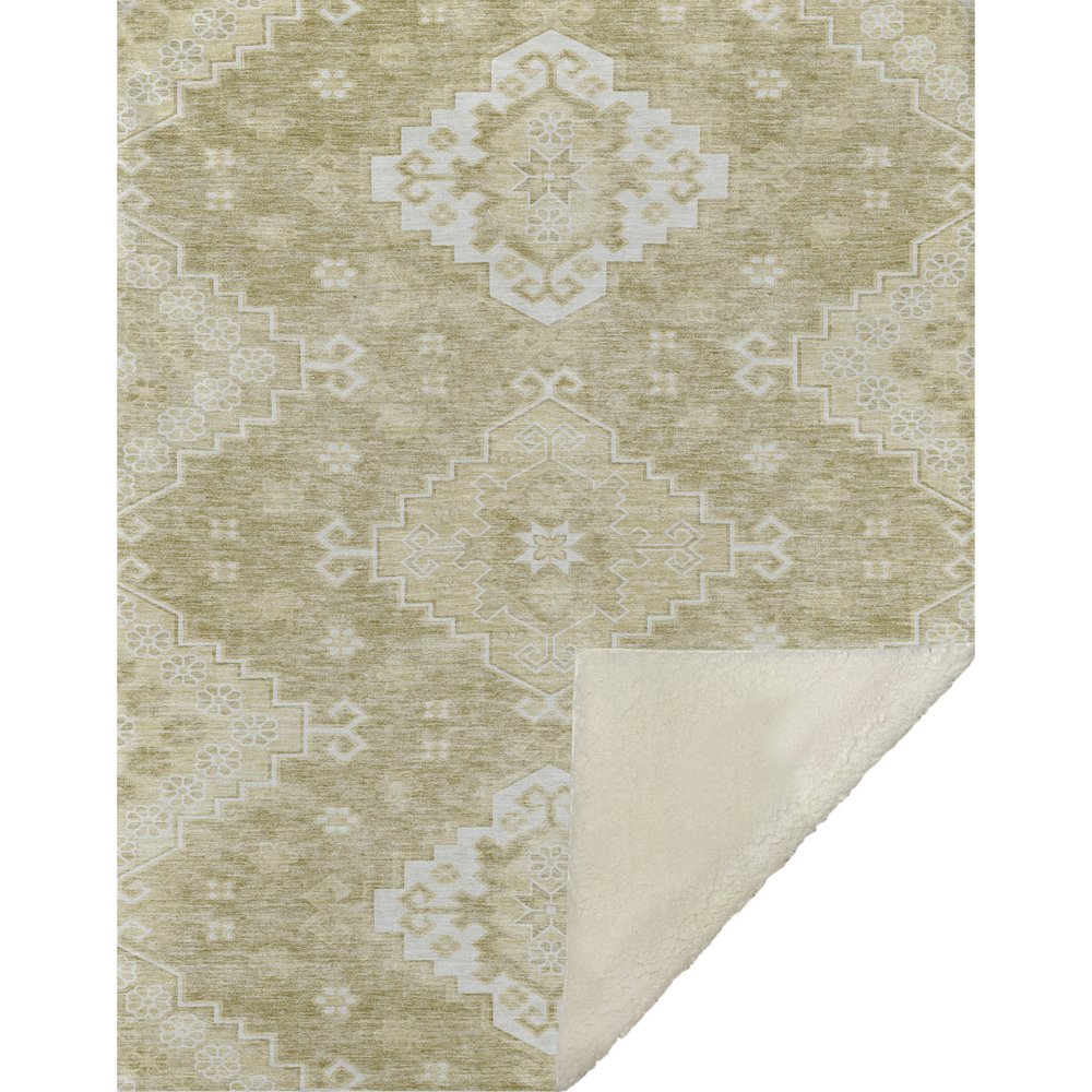 Premium Machine Washable ASB847 Wheat 50" x 70" Sherpa Throw Blanket. Picture 1