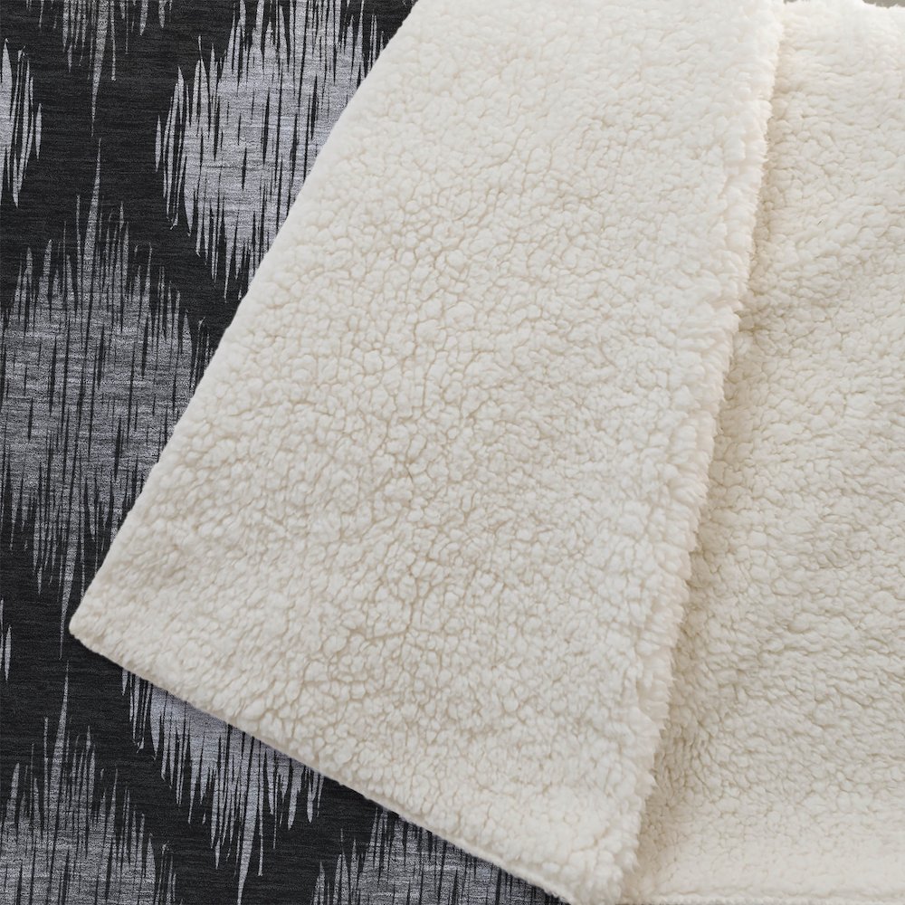 Premium Machine Washable ASB848 Black 50" x 70" Sherpa Throw Blanket. Picture 2