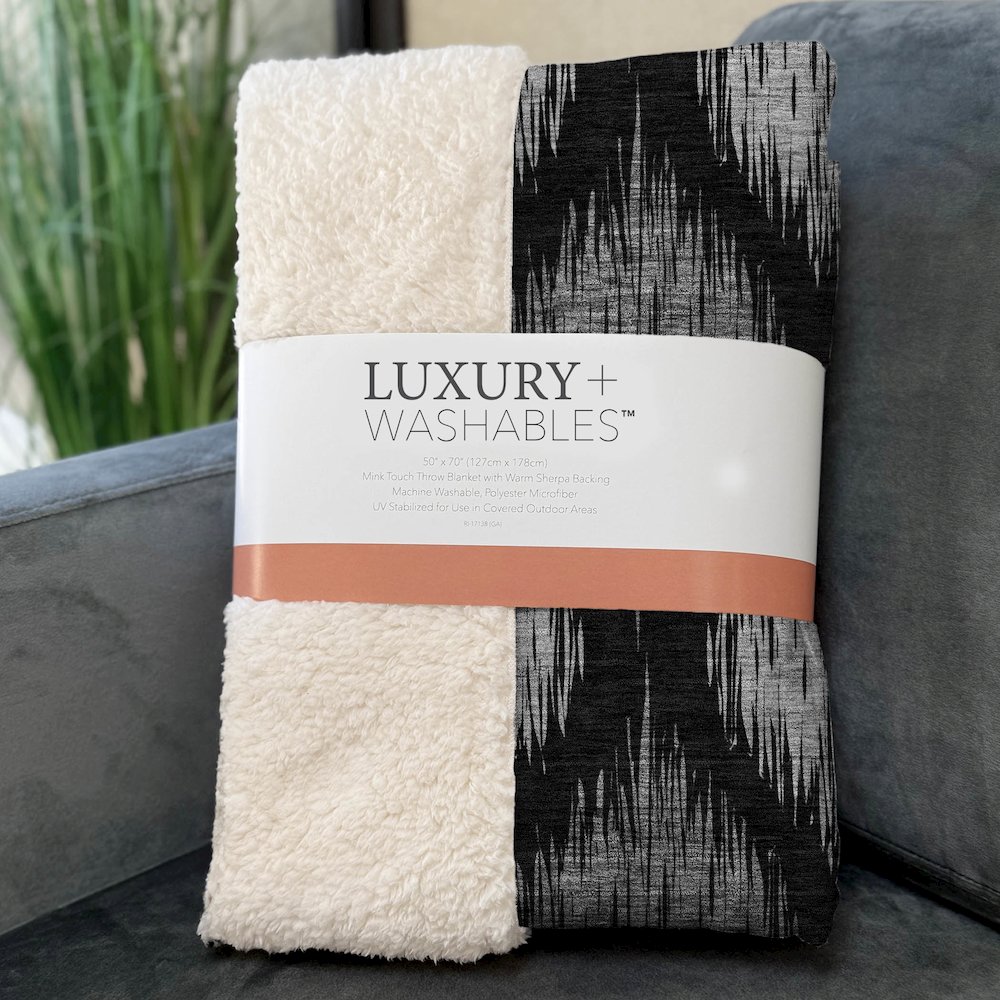 Premium Machine Washable ASB848 Black 50" x 70" Sherpa Throw Blanket. Picture 3