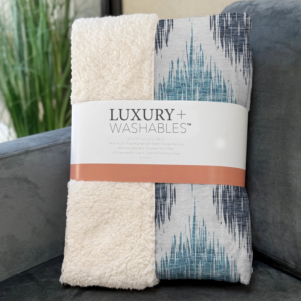 Premium Machine Washable ASB848 Blue 50" x 70" Sherpa Throw Blanket. Picture 3