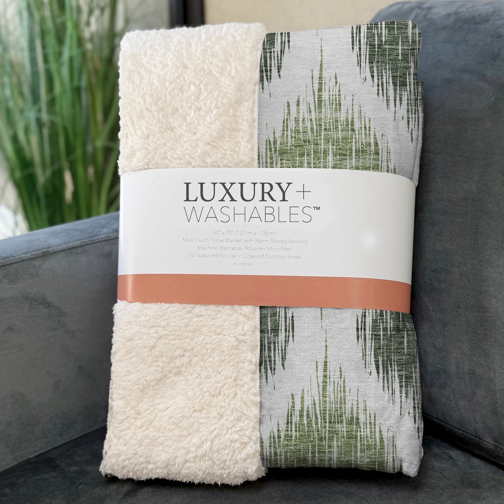 Premium Machine Washable ASB848 Fern 50" x 70" Sherpa Throw Blanket. Picture 3