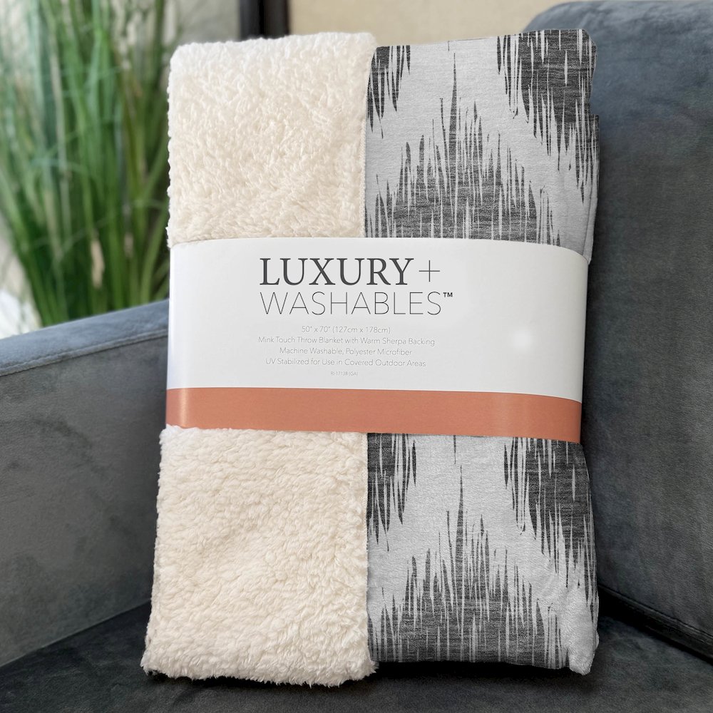 Premium Machine Washable ASB848 Gray 50" x 70" Sherpa Throw Blanket. Picture 3