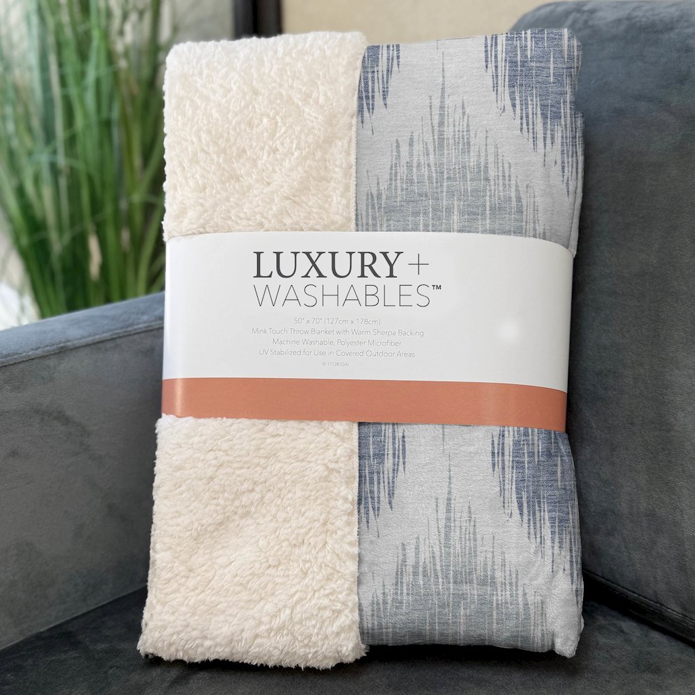 Premium Machine Washable ASB848 Sky 50" x 70" Sherpa Throw Blanket. Picture 3