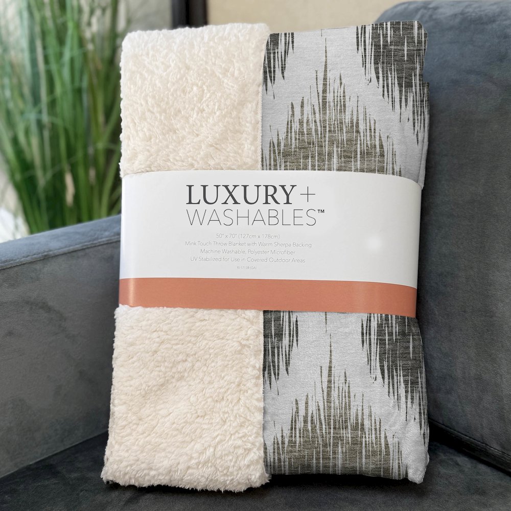 Premium Machine Washable ASB848 Taupe 50" x 70" Sherpa Throw Blanket. Picture 3