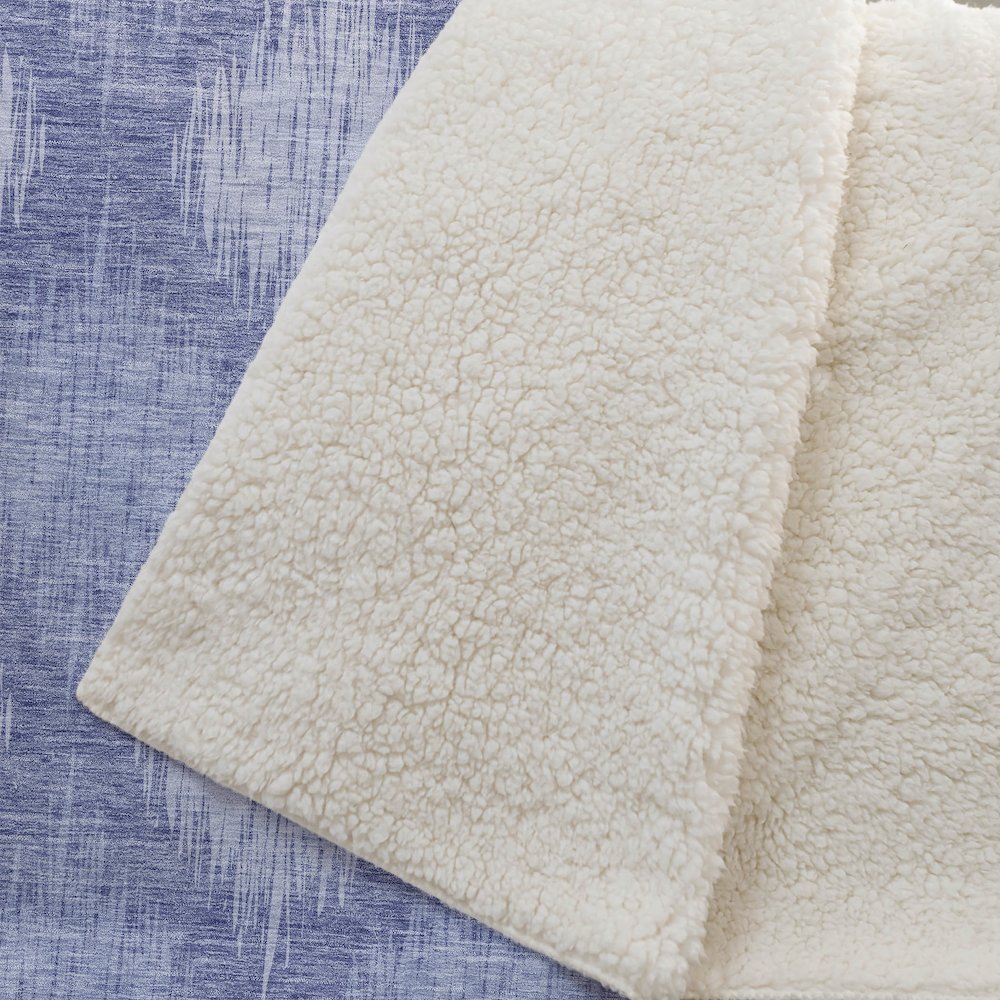 Premium Machine Washable ASB849 Denim 50" x 70" Sherpa Throw Blanket. Picture 2