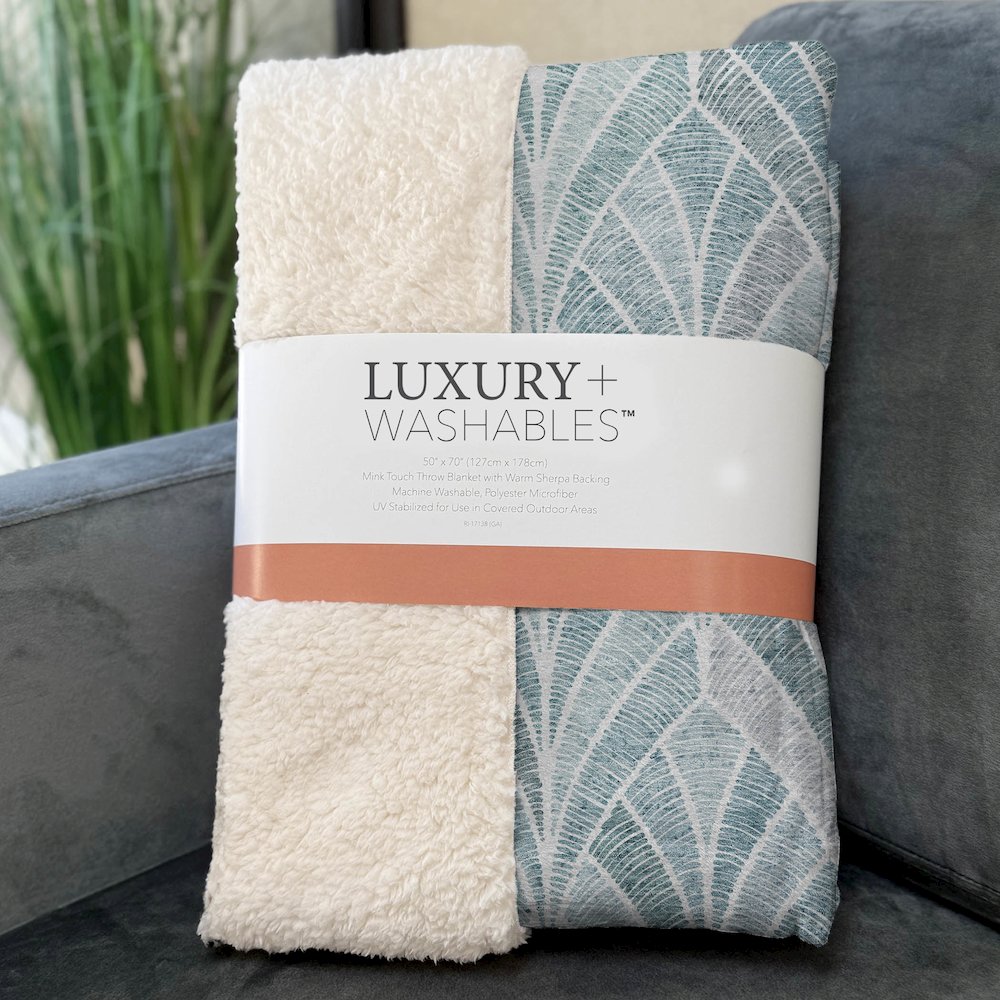 Premium Machine Washable ASB851 Aqua 50" x 70" Sherpa Throw Blanket. Picture 3