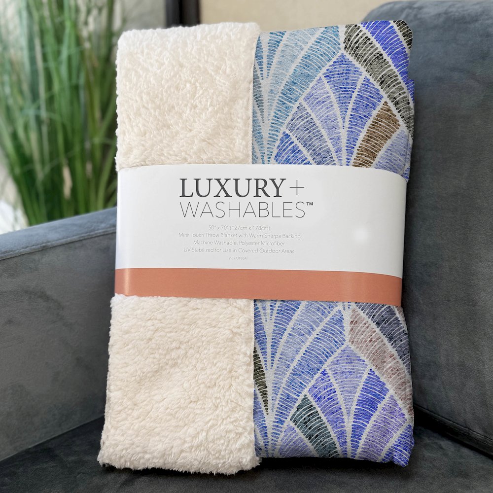 Premium Machine Washable ASB851 Blue 50" x 70" Sherpa Throw Blanket. Picture 3