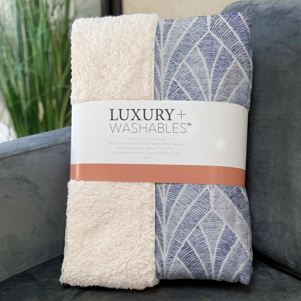 Premium Machine Washable ASB851 Denim 50" x 70" Sherpa Throw Blanket. Picture 3