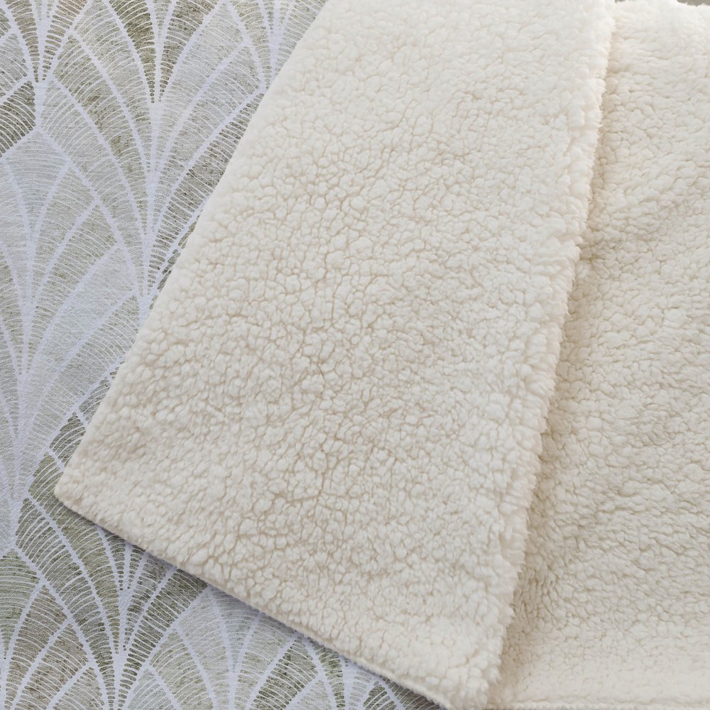 Premium Machine Washable ASB851 Khaki 50" x 70" Sherpa Throw Blanket. Picture 2