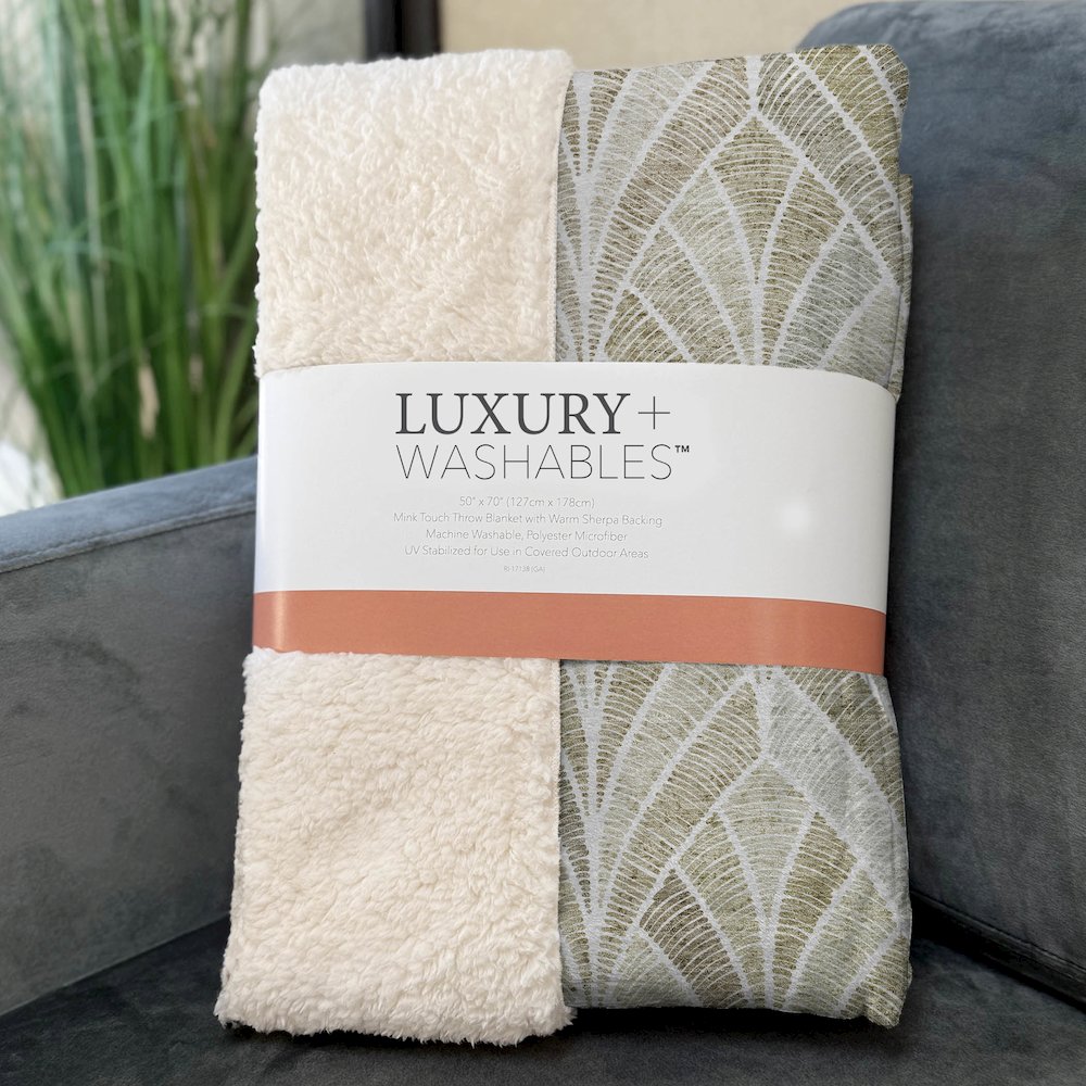 Premium Machine Washable ASB851 Khaki 50" x 70" Sherpa Throw Blanket. Picture 3
