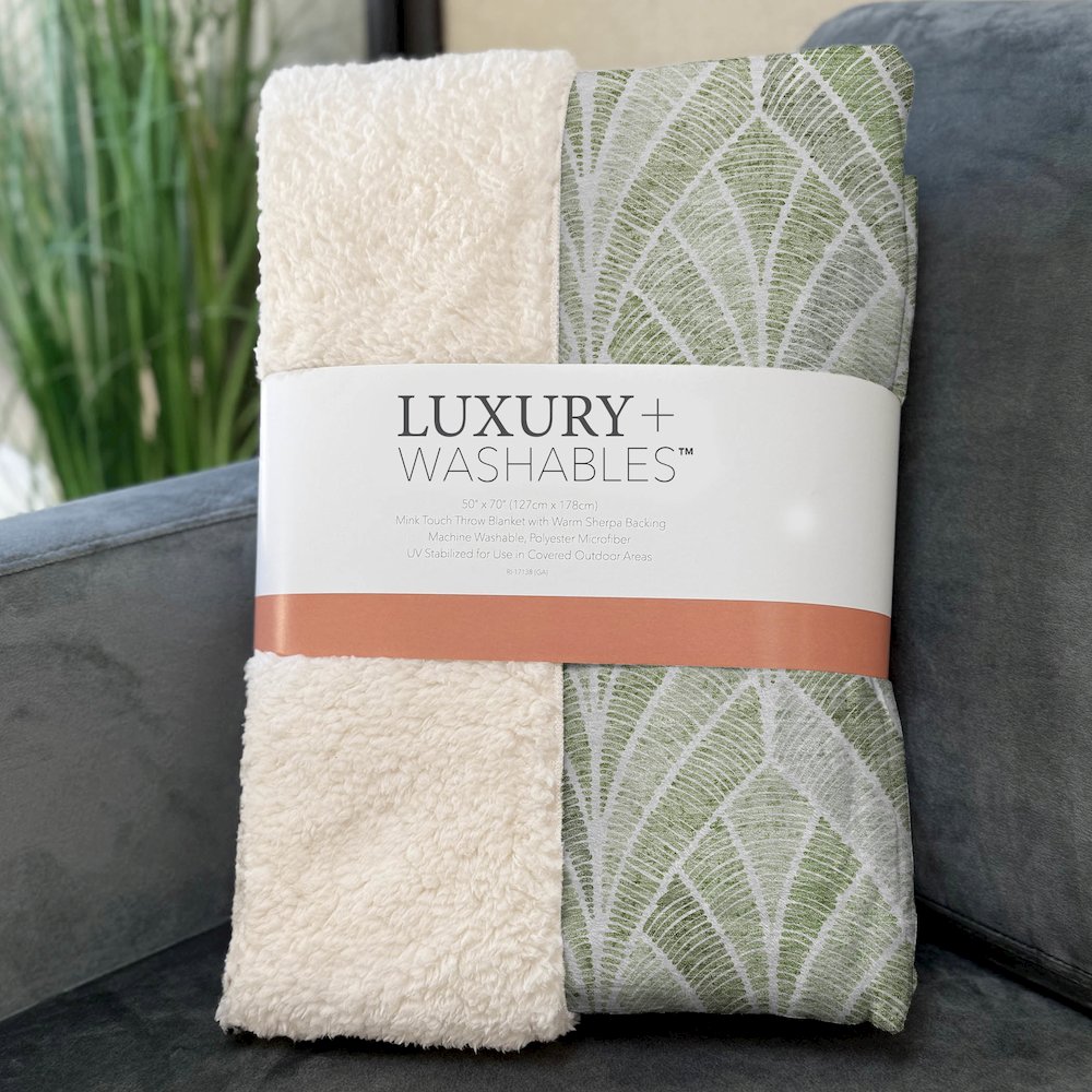 Premium Machine Washable ASB851 Sage 50" x 70" Sherpa Throw Blanket. Picture 3