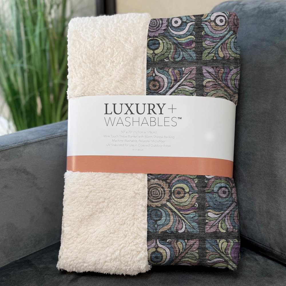 Premium Machine Washable ASB852 Black 50" x 70" Sherpa Throw Blanket. Picture 3