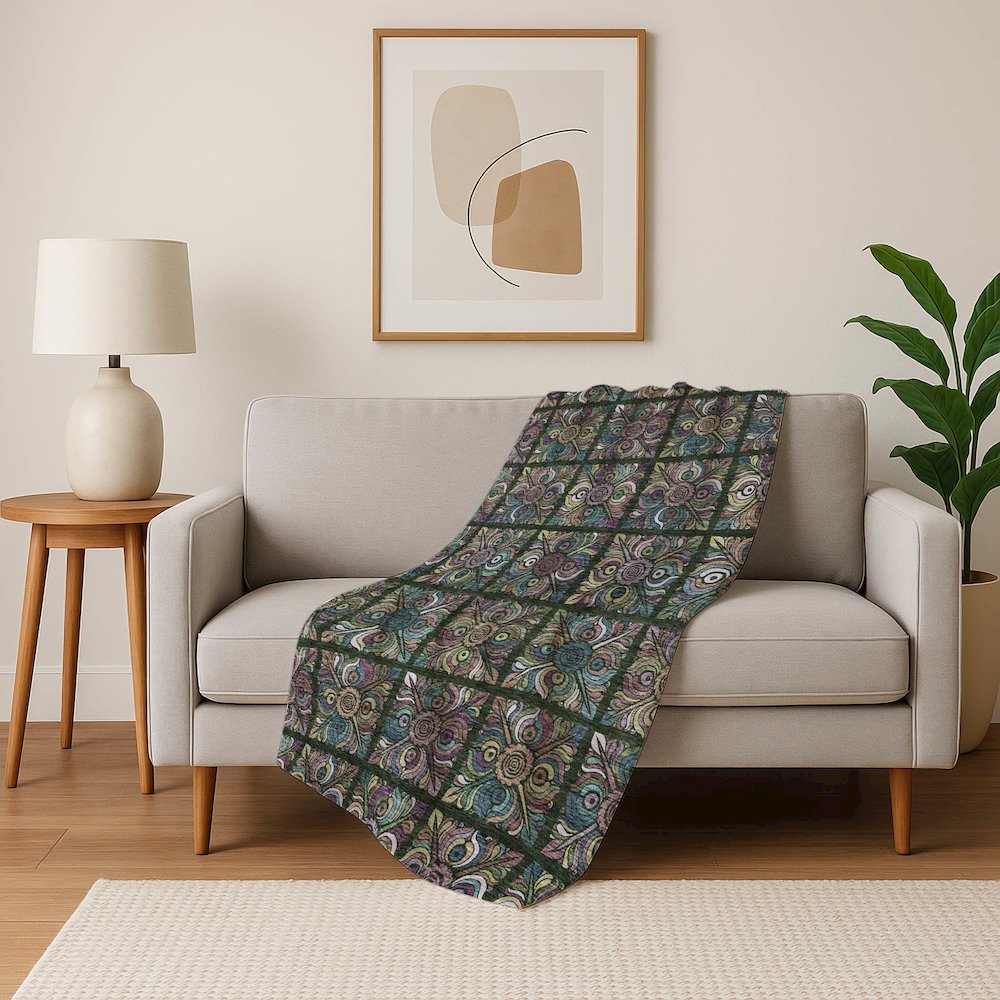 Premium Machine Washable ASB852 Fern 50" x 70" Sherpa Throw Blanket. Picture 5